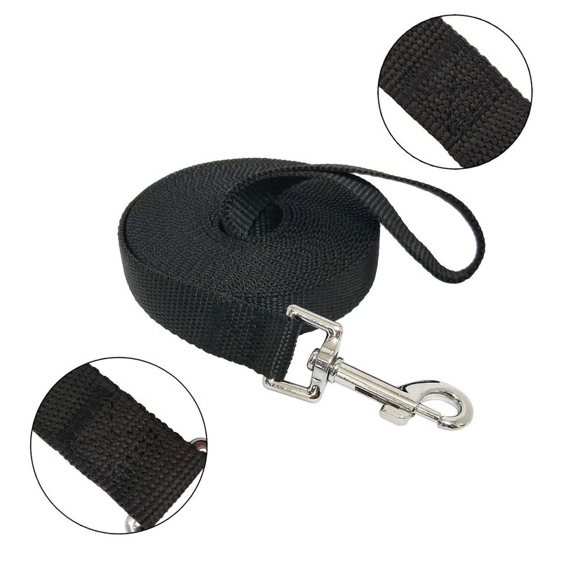 MANDAO Nylon Training Dog Leash for Small Medium Large Dogs, 15ft 20ft 30ft 50ft Long Leash Dog/Puppy Lead for Obedience Recall Training, Camping (15ft, Black) - Image 2